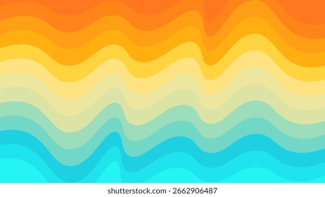 Colorful abstract summer pattern background. Wave of ocean on the sandy beach. Nature background. Summer vector illustration.