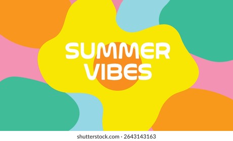 Fundo de vibrações de verão abstratas coloridas com formas orgânicas e design de cores festivas brilhantes