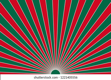 Colorful abstract sun rays vector background. Colors of Mexico flag