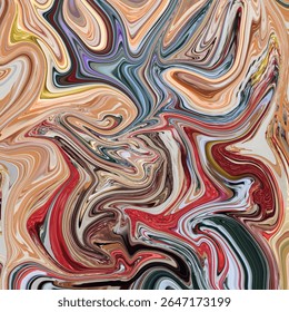 Colorful abstract swirl art with marbled flowing lines and rich textures, ideal for creative projects, prints, or digital design.