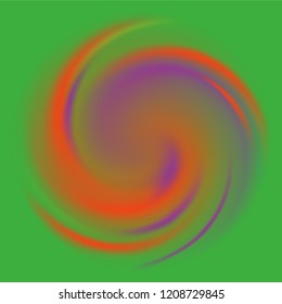 Colorful Abstract swirl gradient background in : Green, orange and purple.