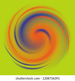 Colorful Abstract swirl gradient background in : Green, orange and blue.