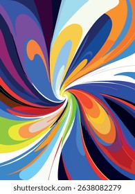Colorful abstract swirl illustration featuring vibrant hues of blue, red, yellow, and green, creating a dynamic and energetic visual effect with a sense of movement and flow