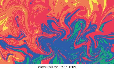 A colorful abstract swirl pattern featuring vibrant red, blue, green, and yellow hues. Ideal for backgrounds, textiles, and digital art projects. Perfect for adding a dynamic and energetic touch