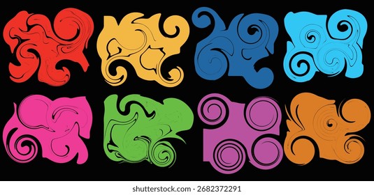 Colorful Abstract Swirl Pattern Set vector
