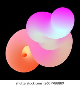 Colorful abstract swirling shape on black background
