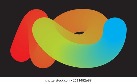 Colorful abstract swirling shape on black background