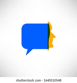 Colorful abstract talking speech bubbles with face