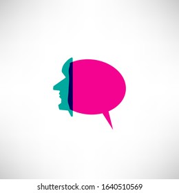 Colorful abstract talking speech bubbles with face