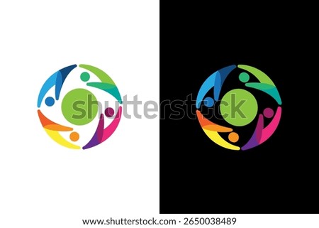 Colorful Abstract Teamwork Logo Design Concept
