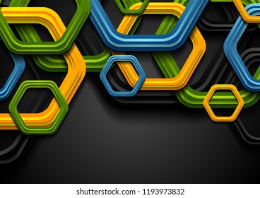 Coloridos hexágonos de tecnología abstractos de fondo corporativo. Diseño de vectores