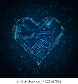 Colorful abstract technology heart. Valentine's Day image. Look at my portfolio to see more.