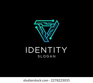 Colorful Abstract Technology Logo. Geometric and Futuristic Tech Logo Design