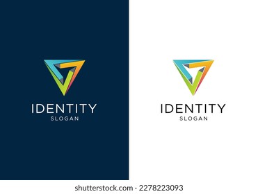 Logo De La Tecnología Abstracta Colorida. Diseño de logotipos tecnológicos geométricos y futuristas