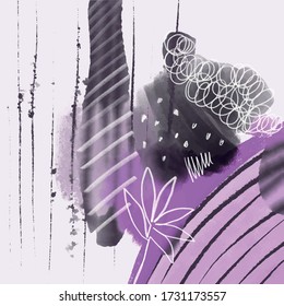 Colorful abstract template with splashes and shapes. Modern collage. Contemporary design for poster, banner, label, web presentation. 