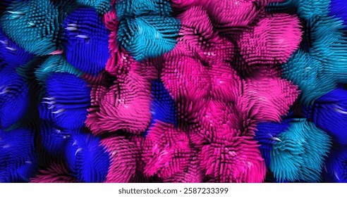Colorful abstract texture created with Gradient flow and 3D structure imitate the movement of liquid or wind. Vibrant colors, volumetric waves and digital noise create a sense of depth and dynamics. I