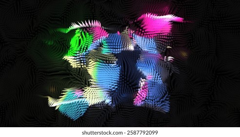 Colorful abstract texture created with Gradient flow and 3D structure imitate the movement of liquid or wind. Vibrant colors, volumetric waves and digital noise create a sense of depth and dynamics. I