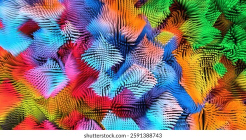 Colorful abstract texture created with Gradient flow and 3D structure imitate the movement of liquid or wind. Vibrant colors, volumetric waves and digital noise create a sense of depth and dynamics. I