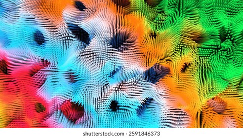 Colorful abstract texture created with Gradient flow and 3D structure imitate the movement of liquid or wind. Vibrant colors, volumetric waves and digital noise create a sense of depth and dynamics. I