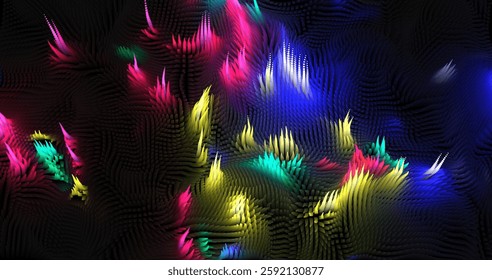 Colorful abstract texture created with Gradient flow and 3D structure imitate the movement of liquid or wind. Vibrant colors, volumetric waves and digital noise create a sense of depth and dynamics. I