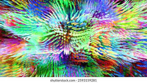 Colorful abstract texture created with Gradient flow and 3D structure imitate the movement of liquid or wind. Vibrant colors, volumetric waves and digital noise create a sense of depth and dynamics