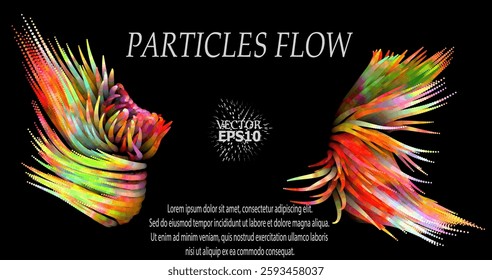 Colorful abstract texture created with Gradient flow and 3D structure imitate the movement of liquid or wind. Vibrant colors, volumetric waves and digital noise create a sense of depth and dynamics. I