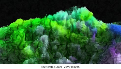 Colorful abstract texture created with Gradient flow and 3D structure imitate the movement of liquid or wind. Vibrant colors, volumetric waves and digital noise create a sense of depth and dynamics. I