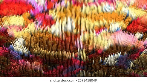 Colorful abstract texture created with Gradient flow and 3D structure imitate the movement of liquid or wind. Vibrant colors, volumetric waves and digital noise create a sense of depth and dynamics. I