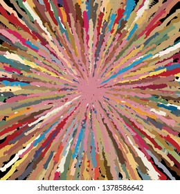 Colorful abstract texture, made up of centrally arranged, explosion like overlapping shapes