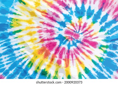 Colorful abstract tie dye vector, Colorful spiral tie dye abstract pattern vector.