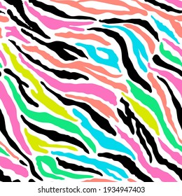 Colorful  abstract  tiger or zebra skin seamless pattern.