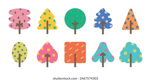Conjunto de ilustración de árbol Abstractas colorido