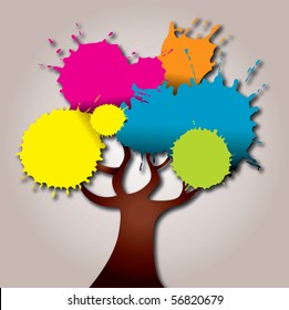 A colorful abstract tree made of splatter