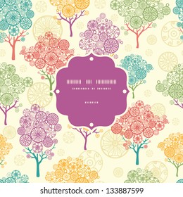 Colorful abstract trees frame seamless pattern background