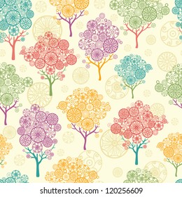 Colorful abstract trees seamless pattern background