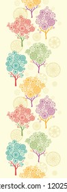 Colorful abstract trees vertical seamless pattern border
