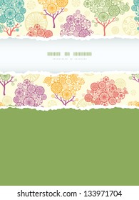 Colorful abstract trees vertical torn frame seamless pattern background