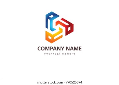 Colorful Abstract triangle initial logo