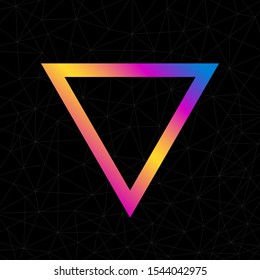 Colorful abstract triangle logo isolated on black background. Vector design element
