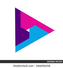 colorful abstract triangle play button icon modern geometric logo
