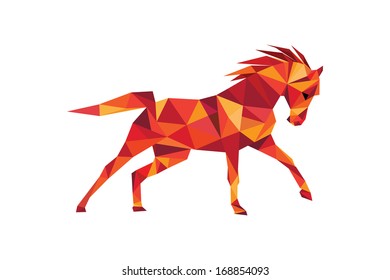 Colorful abstract triangle silhouette composition: 2014 Chinese New Year of the Horse illustration. EPS10 vector file with transparency layers.