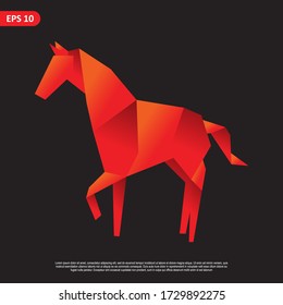 Colorful abstract triangle silhouette composition: 2014 Chinese New Year of the Horse illustration. EPS10 vector file 