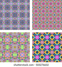 Colorful abstract triangle tile mosaic pattern background set