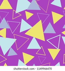 Colorful abstract triangles with violet background for your design. Seamless pattern. Applicable for Banners, Placards, Posters, Flyers, Wallpaper etc. Vector illustration.