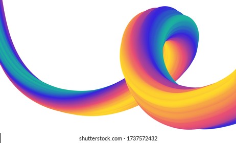 Farbenfrohe abstrakte, verdrehte Form. 3D-Flussgradienten Hintergrund. Isolierte dynamische Kunstform. Vector