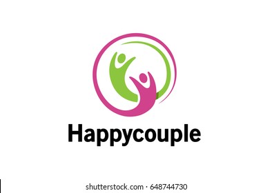 Colorful Abstract Two People Circle Couple Logo Vector Icon Symbol Design Illustration