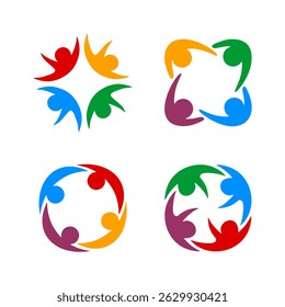 colorful abstract unity and teamwork logo design