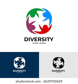colorful abstract unity and teamwork logo design