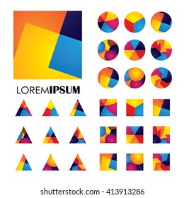 Colorful Abstract Unusual Shapes Vector Logo Icons Of Design Elements. 