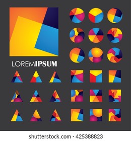 colorful abstract unusual shapes vector logo icons of design elements.